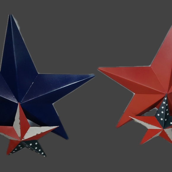 Americana Metal Barn Star Wall Decor, 12 and 14Inches. - Picture 5 of 5
